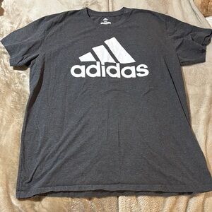 Adidas Men's Charcoal Tee with White Emblem